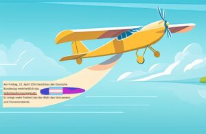 Bild zeigt Flugzeug mit Werbebanner